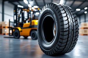 لاستیک لیفتراک لینگ لانگ در یک انبار مدرن و صنعتی