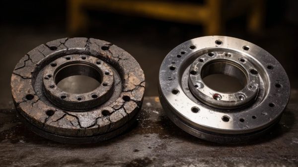 تصویر فنی از علائم خرابی در گلدونی کلاچ لیفتراک در کنار نمونه سالم